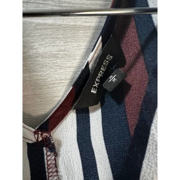 EXPRESS Striped Asymmetrical Hem Surplice Wrap Blouse Medium - Picture 4 of 5